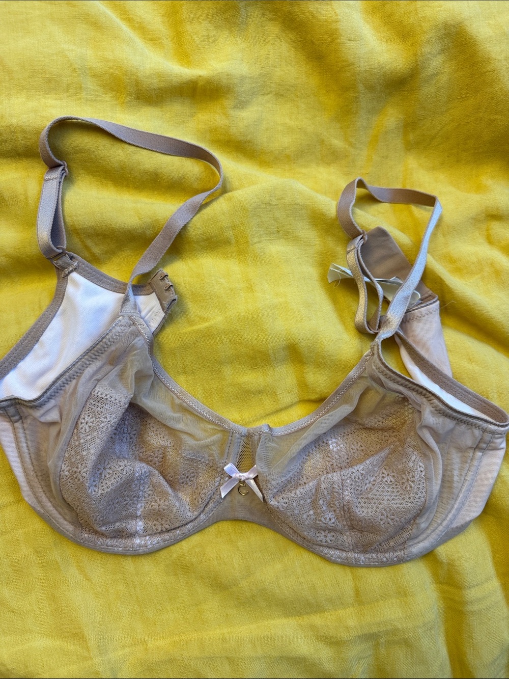 Chantelle 32D beige lace bra